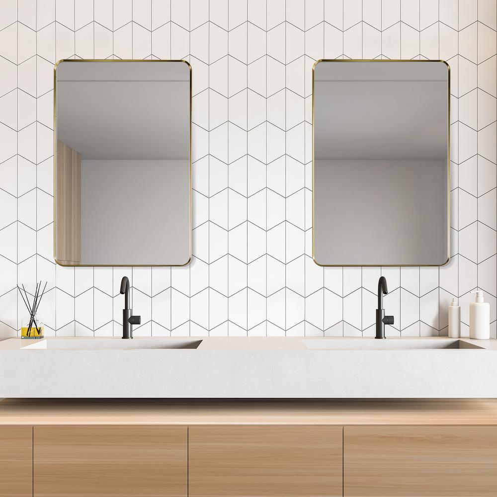 Nettuno 24" Rectangle Bathroom/Vanity Brushed Gold Aluminum Framed Wall Mirror