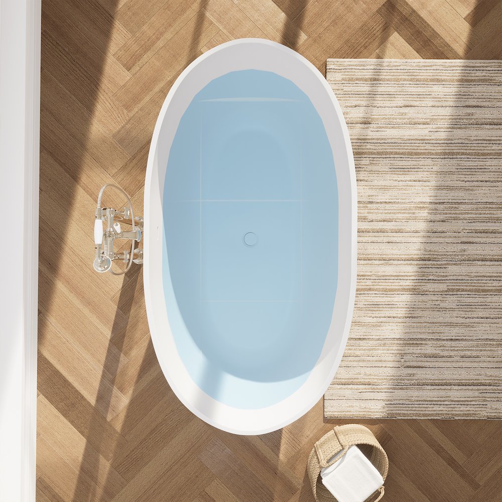55" x 30" Solid Surface Soaking Bathtub and Integrated Overflow