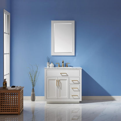 36" Single Bathroom Vanity Set in White with Mirror