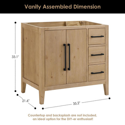 Single Bathroom Cabinet Vanity Base without Top and Sink, no Mirror