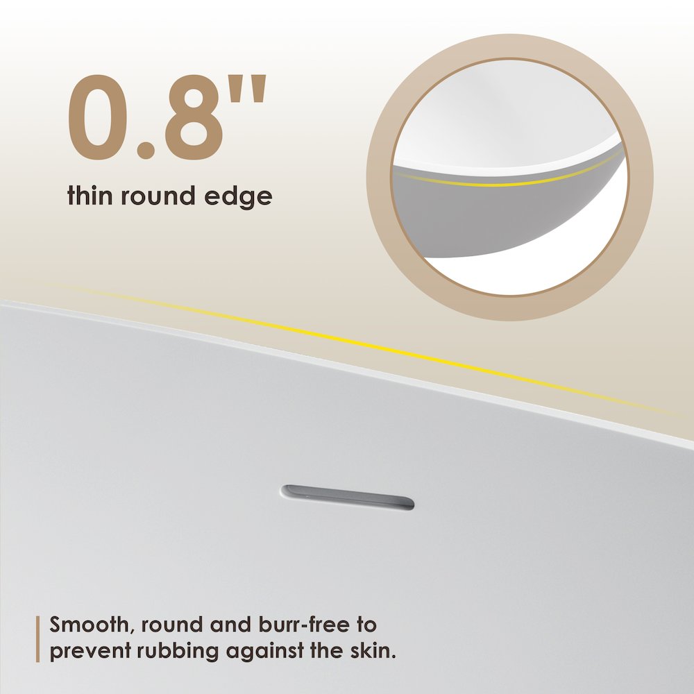 67" x 39" Solid Surface Soaking Bathtub in Matte White and Integrated Overflow