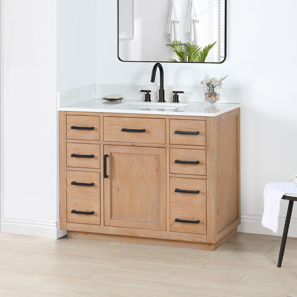 42" Single Bathroom Vanity in Light Brown without Mirror