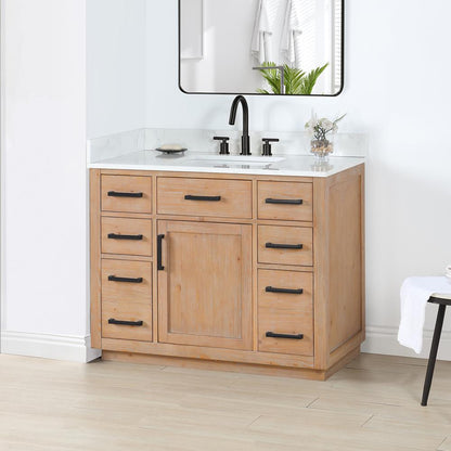 42" Single Bathroom Vanity in Light Brown without Mirror