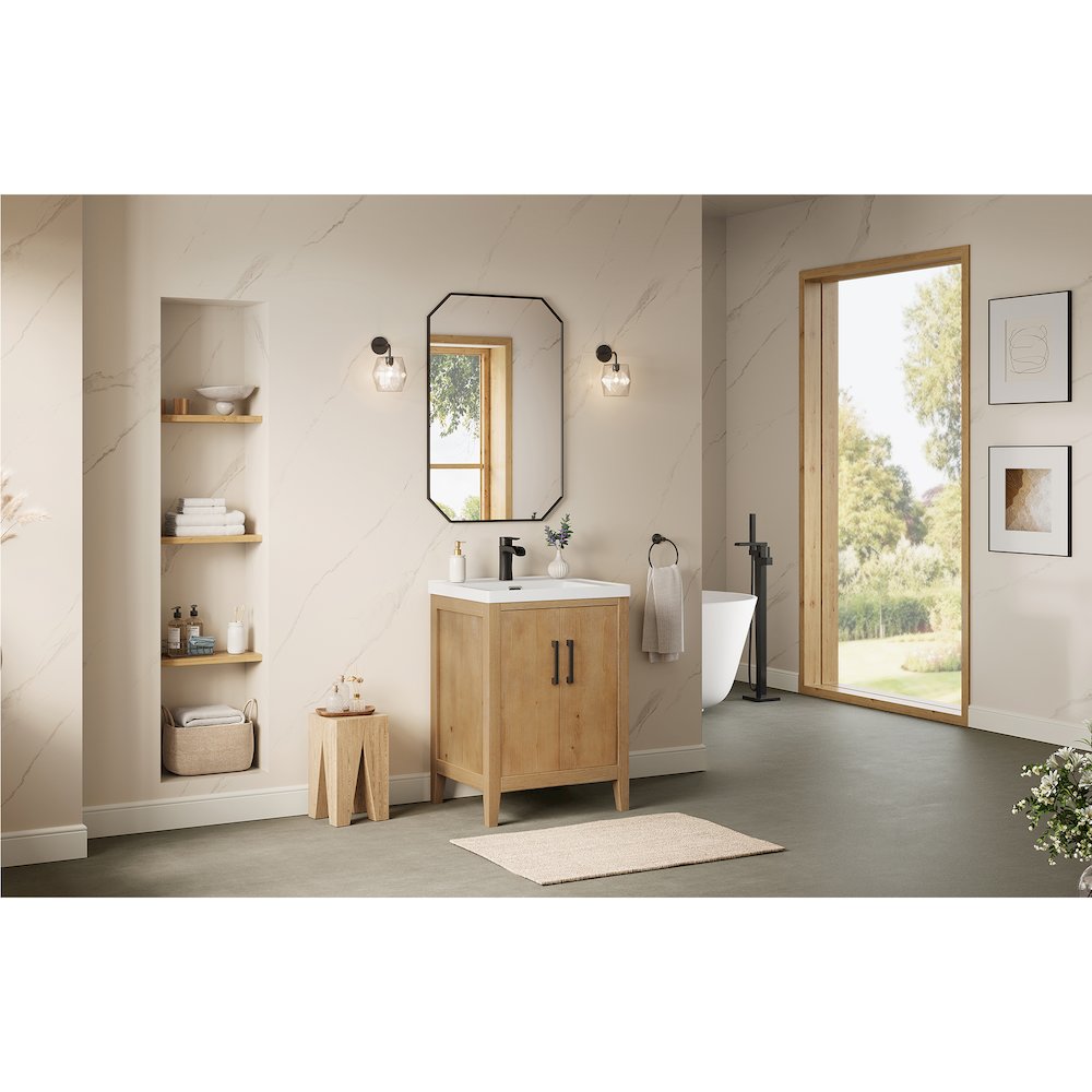 24" Single Bathroom Vanity in with White Ceramic Intergated Sink with Mirror