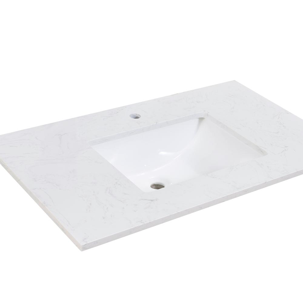 37 in. Composite Stone Vanity Top in Aosta White with White Sink