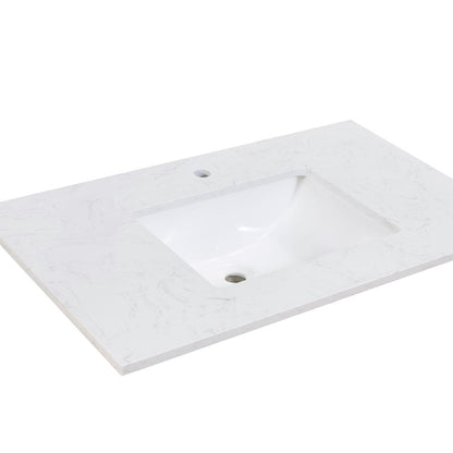 37 in. Composite Stone Vanity Top in Aosta White with White Sink