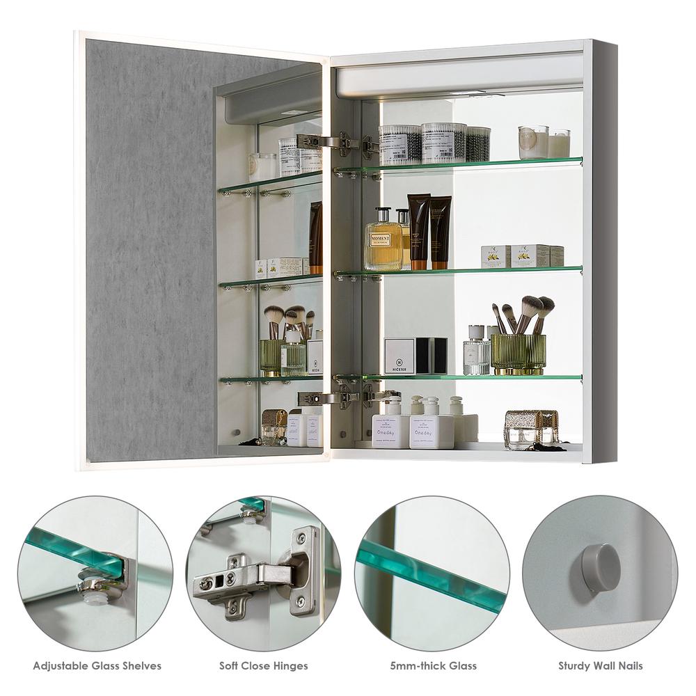 Frameless Surface-Mount/Recessed LED Lighted Bathroom Medicine Cabinet