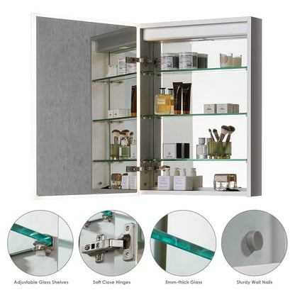 Frameless Surface-Mount/Recessed LED Lighted Bathroom Medicine Cabinet
