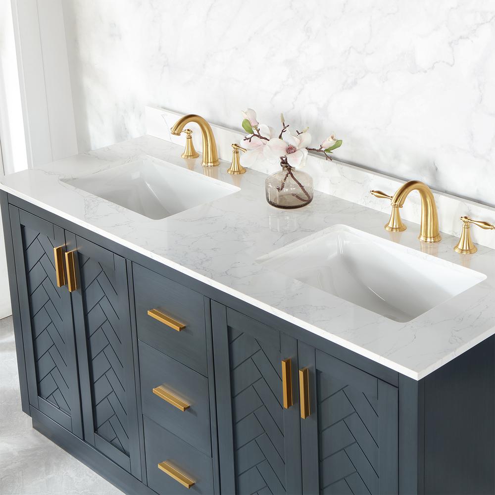 60" Double Bathroom Vanity Set in Classic Blue without Mirror