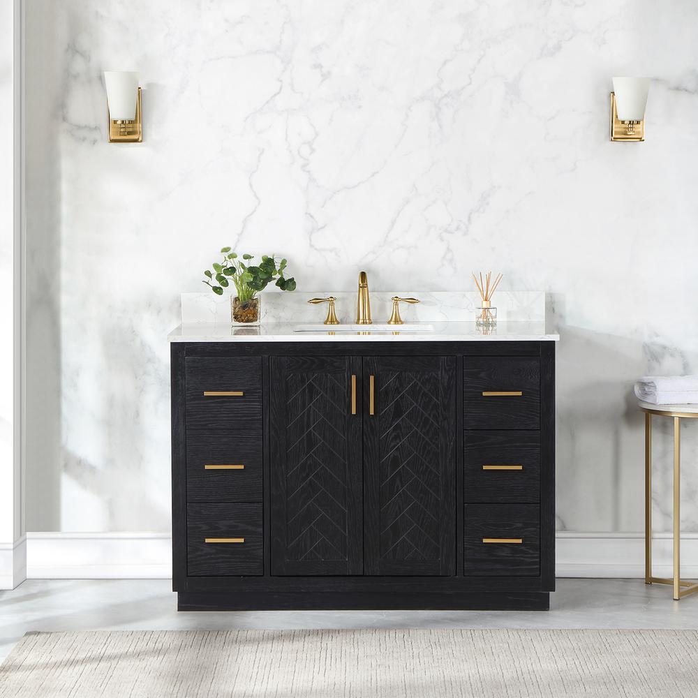 48" Single Bathroom Vanity Set in Black Oak without Mirror