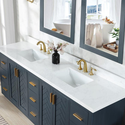84" Double Bathroom Vanity Set in Classic Blue without Mirror