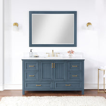60" Single Bathroom Vanity Set in Classic Blue with Mirror