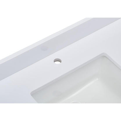 61 in. Composite Stone Vanity Top in Milano White with White Sink