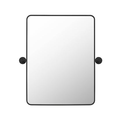 24x32'' Aluminum Framed in Matte Black Modern Bathroom Pivot Wall Mirror