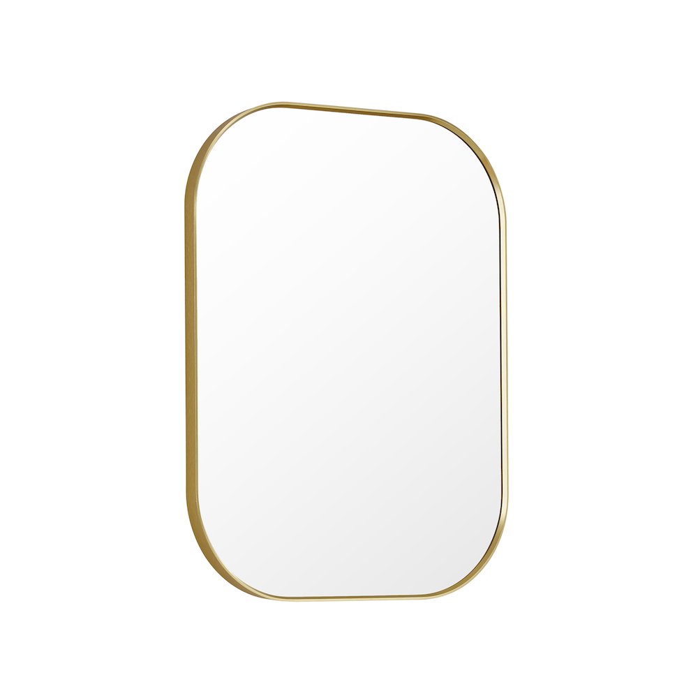 24x32" Rectangular Aluminum Framed in Brushed Gold Modern Bathroom Wall Mirror
