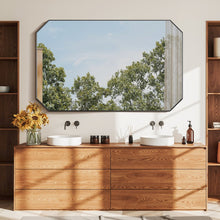 48"x30" Octagon Aluminum Framed in Matte Black Modern Bathroom Wall Mirror
