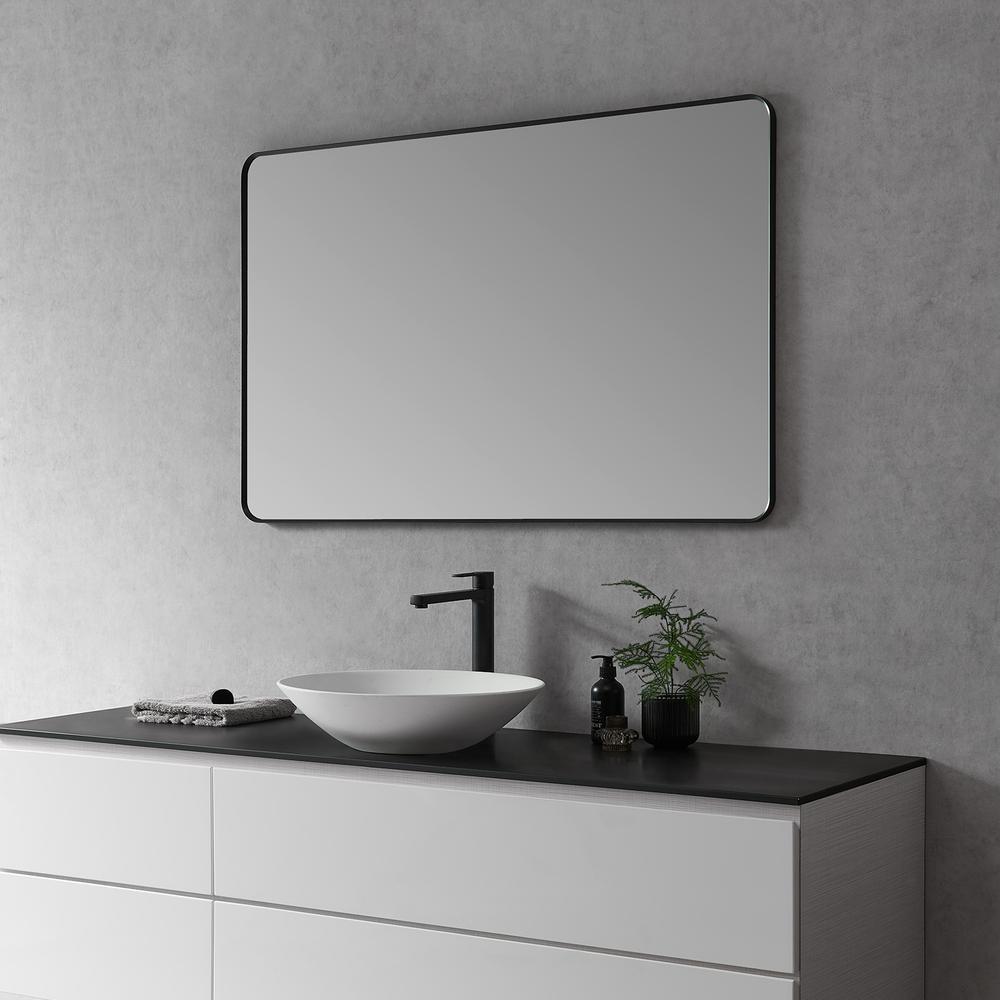 Nettuno 48" Rectangle Bathroom/Vanity Matt Black Aluminum Framed Wall Mirror