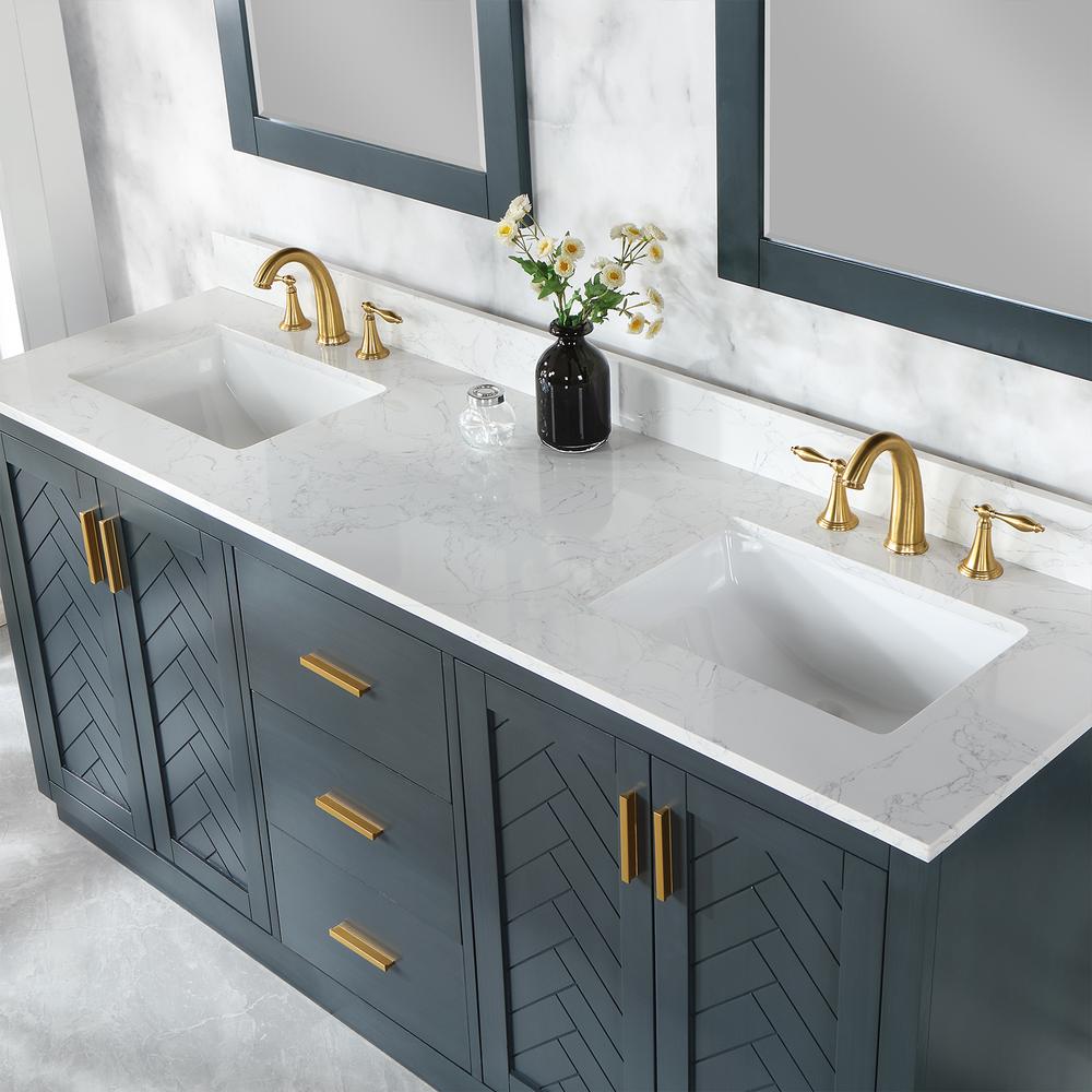 72" Double Bathroom Vanity Set in Classic Blue with Mirror
