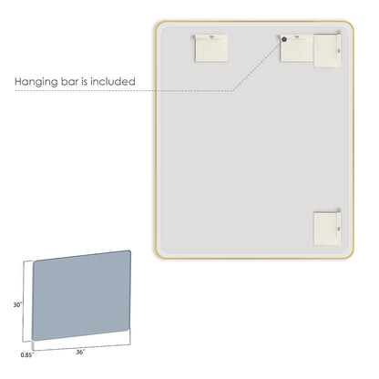 Nettuno 36" Rectangle Bathroom/Vanity Brushed Gold Aluminum Framed Wall Mirror