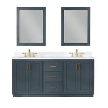 72" Double Bathroom Vanity Set in Classic Blue with Mirror