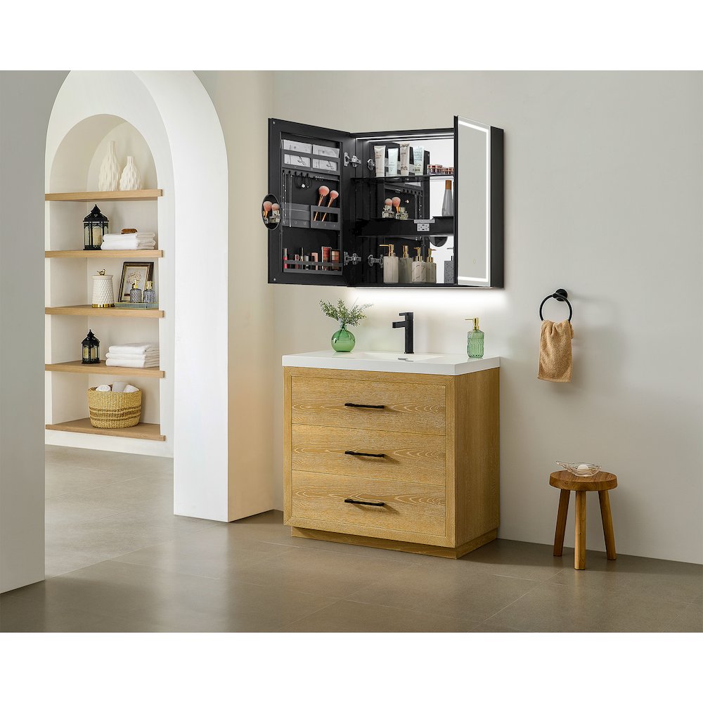 32"x28" Rectangular Frameless Surface-Mount Medicine Cabinet