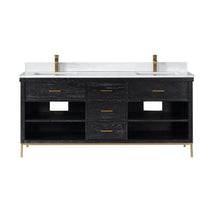 72" Double Bathroom Vanity Set in Black Oak without Mirror
