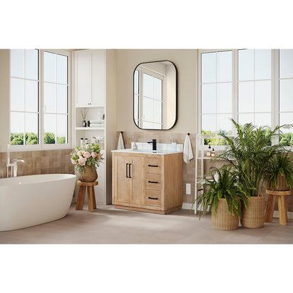 36x30" Rectangular Aluminum Framed in Matte Black Modern Bathroom Wall Mirror