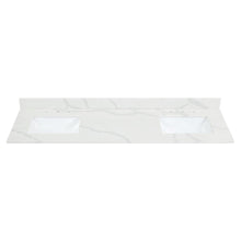 Arbios 72. in Quartz Stone Vanity Top in Calacatta White with White Sink