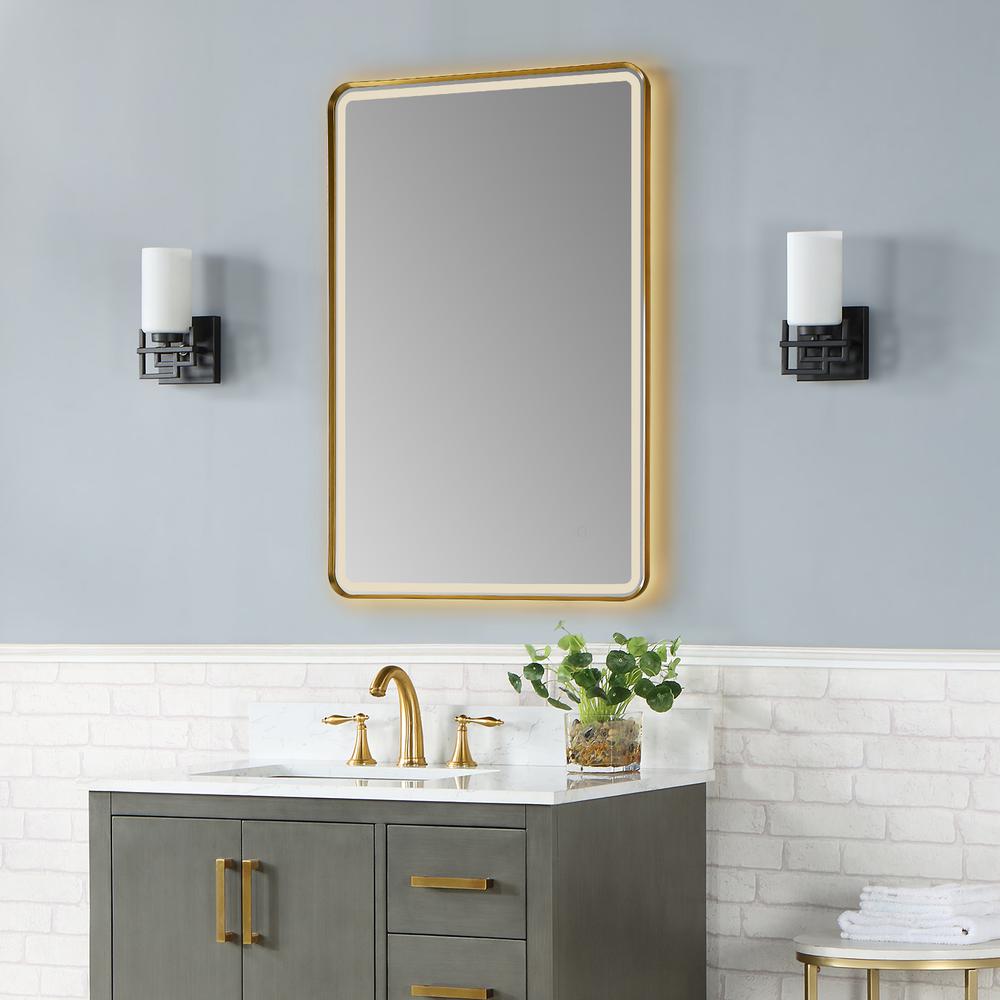 Framed in Brushed Gold Modern Bathroom/Vanity LED Lighted Wall Mirror