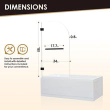 Frameless Hinged Tub Door in Matte Black with Clear Glass