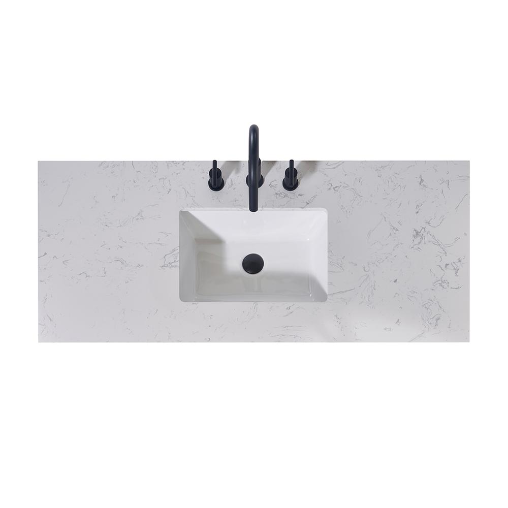 48. in Composite Stone Vanity Top in Aosta White Apron with White Sink