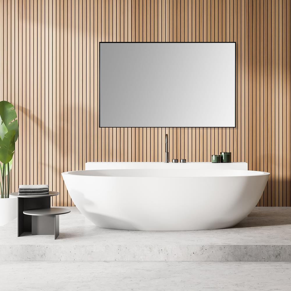 Sassi 48" Rectangle Bathroom/Vanity Matt Black Aluminum Framed Wall Mirror