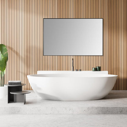 Sassi 48" Rectangle Bathroom/Vanity Matt Black Aluminum Framed Wall Mirror