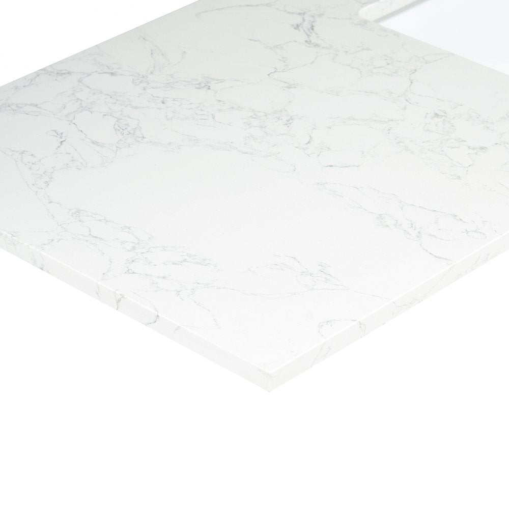 Ceres 61. in Engineered Stone Vanity Top in Grain White with Single White Sink