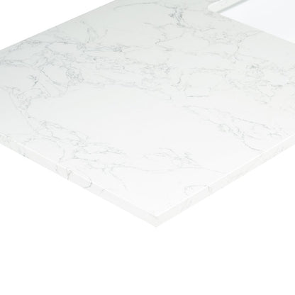Ceres 61. in Engineered Stone Vanity Top in Grain White with Single White Sink