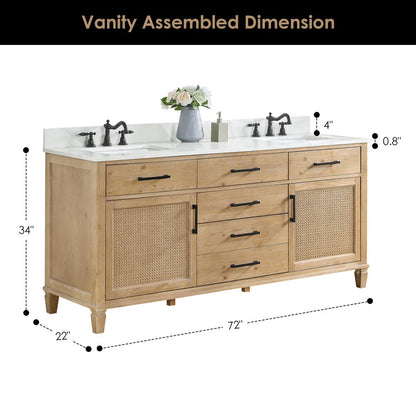 Double Bathroom Vanity in Weathered Fir with Stone Countertop with Mirror