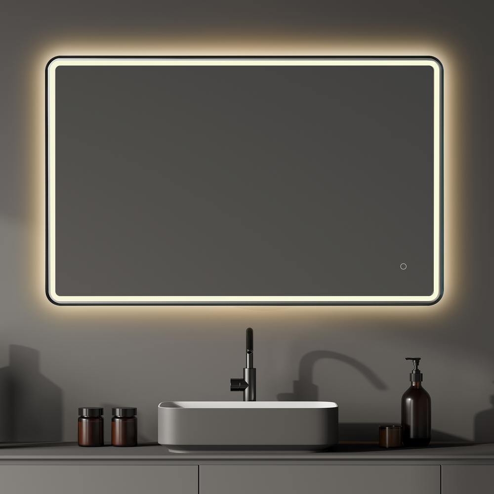 Framed in Matt Black Modern Bathroom/Vanity LED Lighted Wall Mirror