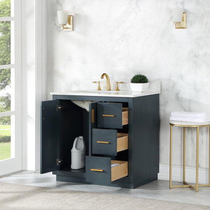 36" Single Bathroom Vanity Set in Classic Blue without Mirror