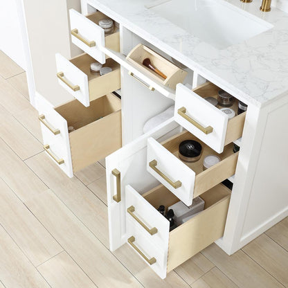 42" Single Bathroom Vanity in White without Mirror