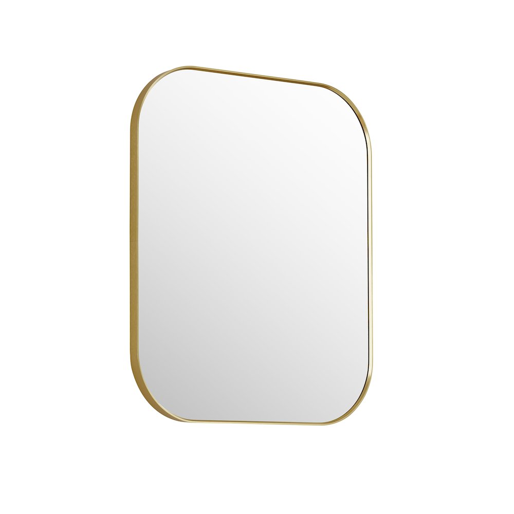 36x30" Rectangular Aluminum Framed in Brushed Gold Modern Bathroom Wall Mirror