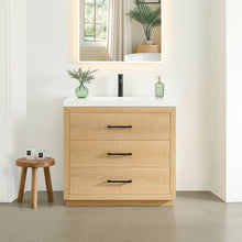 36" Single Bathroom Vanity in White Oak with White Artificial Drop-in Sink