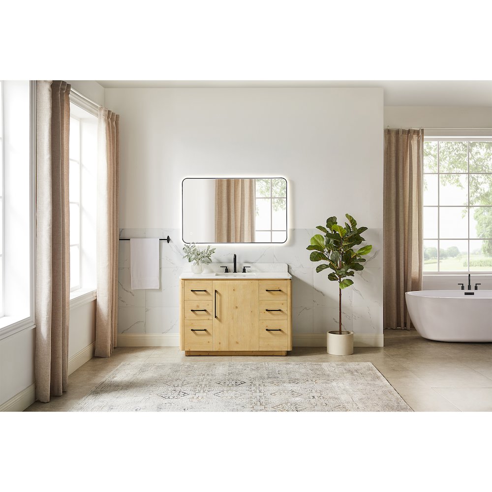 48" Single Bathroom Vanity in Nature Brown with Grain White