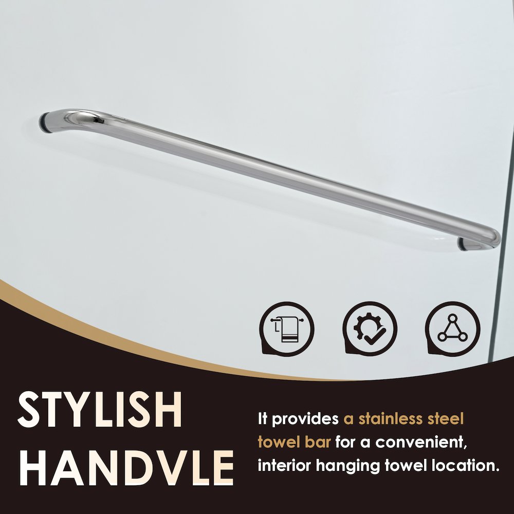 Framed Shower Door in Polished Chrome with Clear Glass