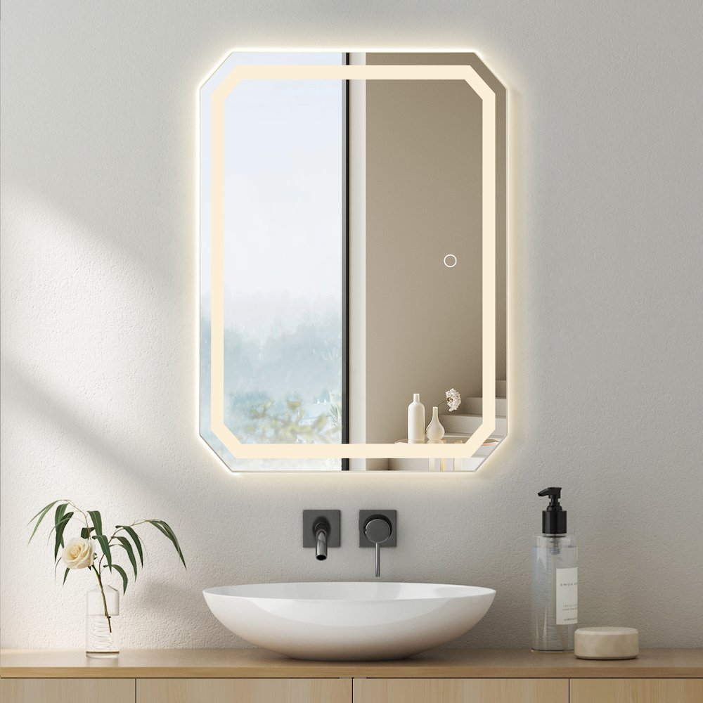 36x30" Octogan Frameless Modern LED Bathroom Vanity Mirror