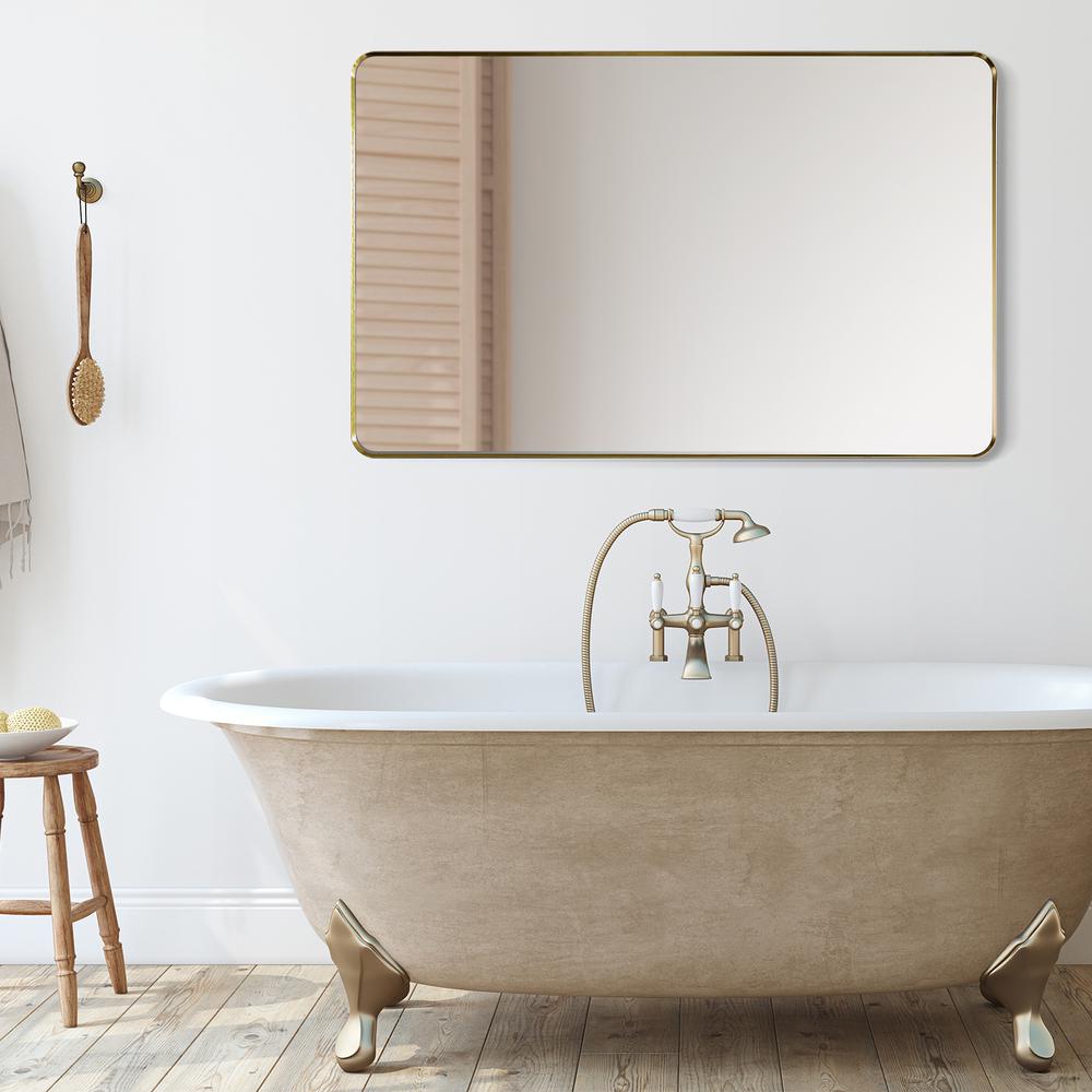 Nettuno 48" Rectangle Bathroom/Vanity Brushed Gold Aluminum Framed Wall Mirror