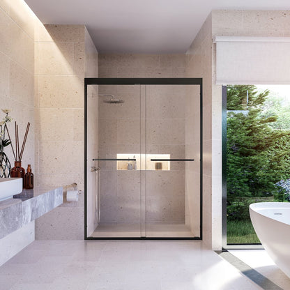 Framed Shower Door in Matte Black with Clear Glass