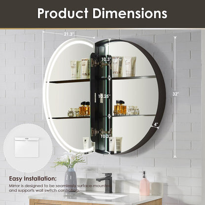 32x32" Round Frameless Surface-Mount Medicine Cabinet