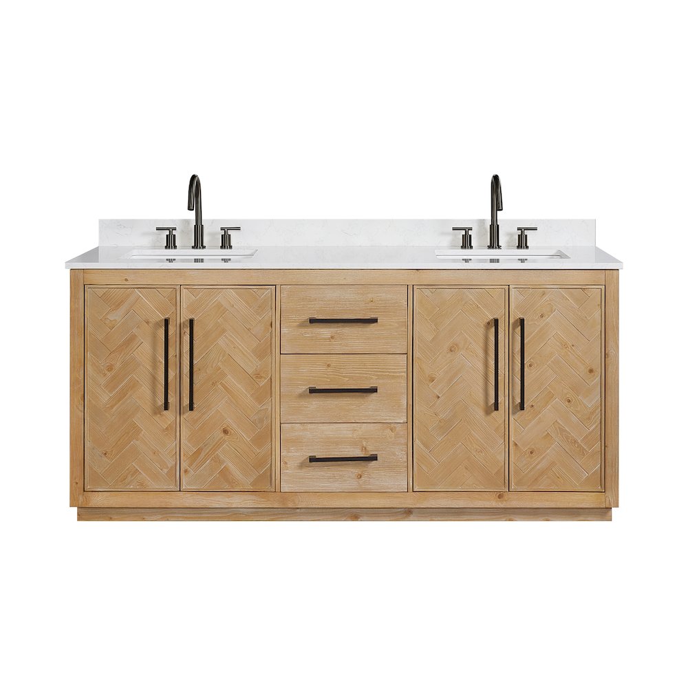 72" Double Bathroom Vanity Grain White Engineered Stone Countertop