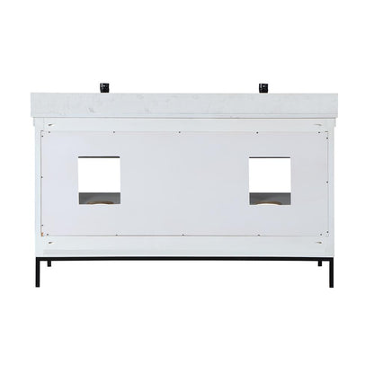 60" Double Bathroom Vanity Set in White without Mirror