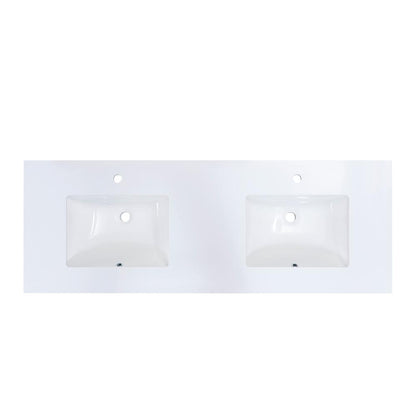 60 in. Composite Stone Vanity Top in Snow White with White Sink